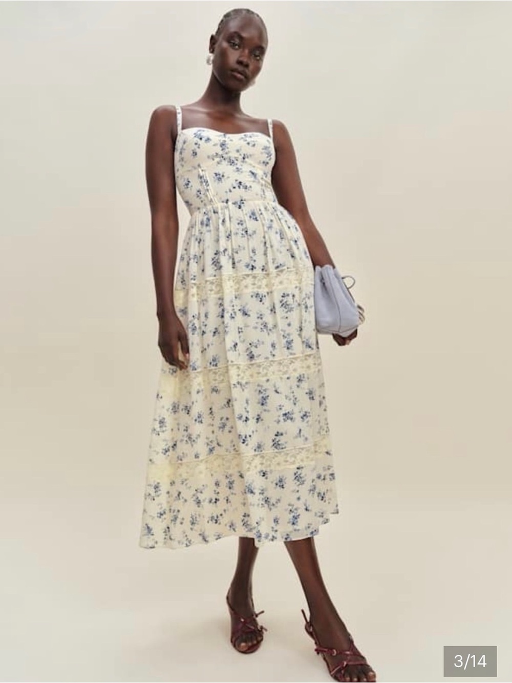 Reformation Dina Orlaya Georgette and Lace Dress